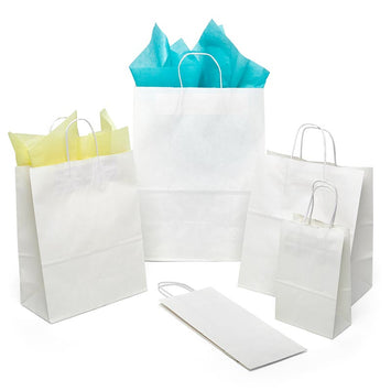 Plain White Kraft Shopping Bags