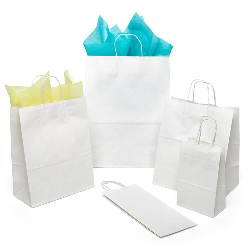 Plain White Kraft Shopping Bags