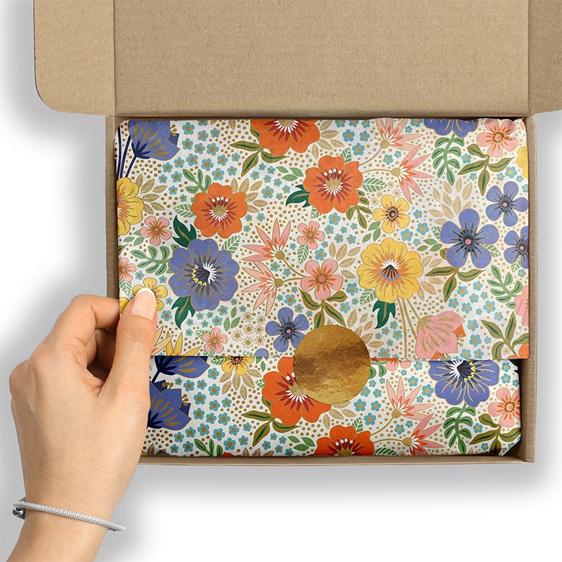 Golden Floral Premium Tissue Paper (240 Sheets/Package)