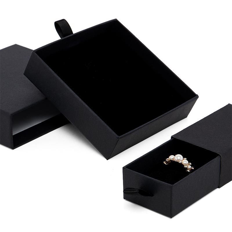 Black Slide Open Jewelry Boxes with Satin Pull (100/Pack)