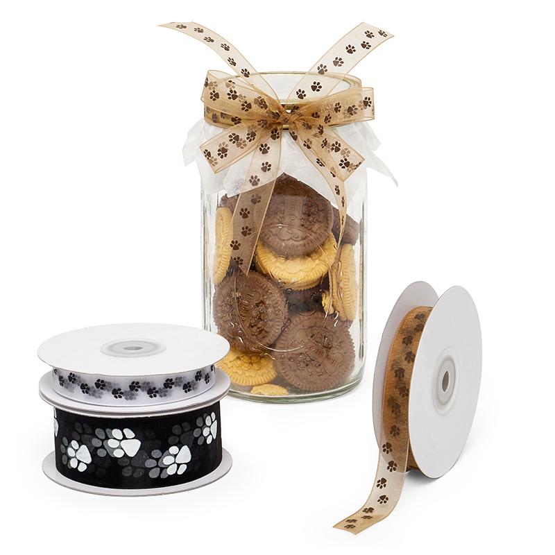 Paw Print Organza Ribbon