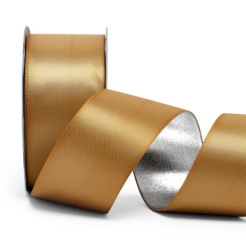 Gold & Silver Satin/Metallic Back Ribbon (1-1/2" X 10YD)
