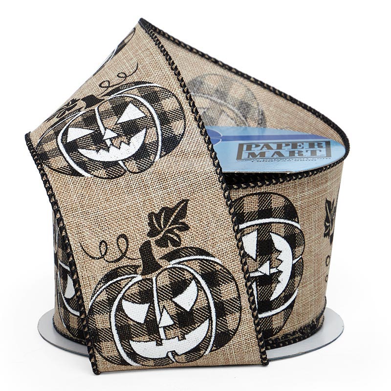 Halloween Pumpkin Wired Ribbon (2-1/2" X 10YD)