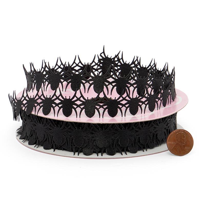 Laser Cut Black Spider Ribbon (7/8" X 25YD)