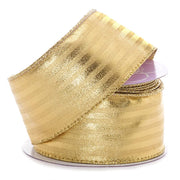 Gold Metallic Stripe Wired Ribbon (2-1/2" X 10YD)