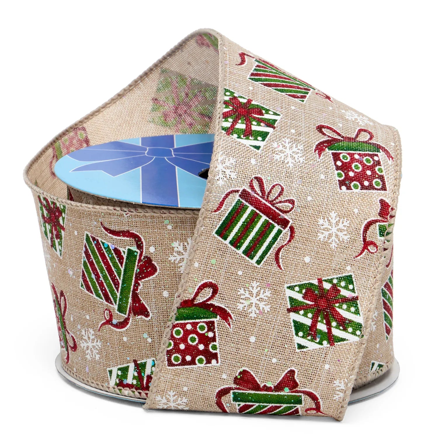Christmas Gifts Faux Natural Wired Ribbon (2-1/2" X 10YD)