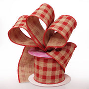 Red Gingham Burlap Wired Ribbon (2-1/2" X 10YD)