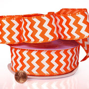 Orange Satin Wired Chevron Ribbon (1-1/2" X 20YD)
