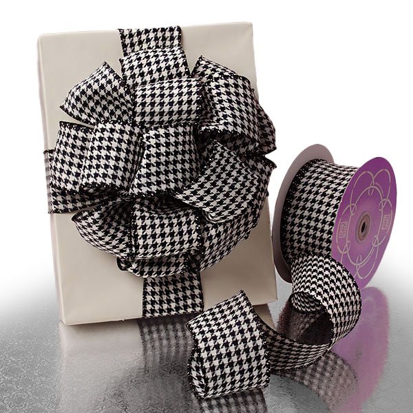 Houndstooth Grosgrain Wired Ribbon (2-1/2" X 25YD)