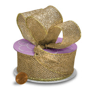 Lamé Glitter Wired Ribbon in Champagne (1-1/2" X 10YD)