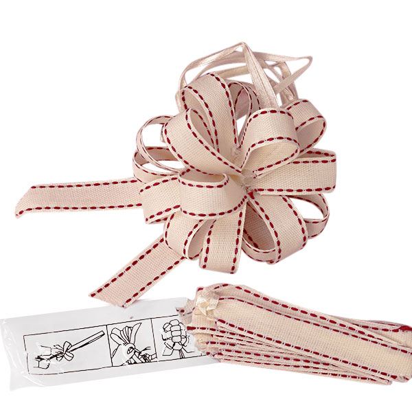 Natural Pull Bow with Red Stitching (12/Pack)