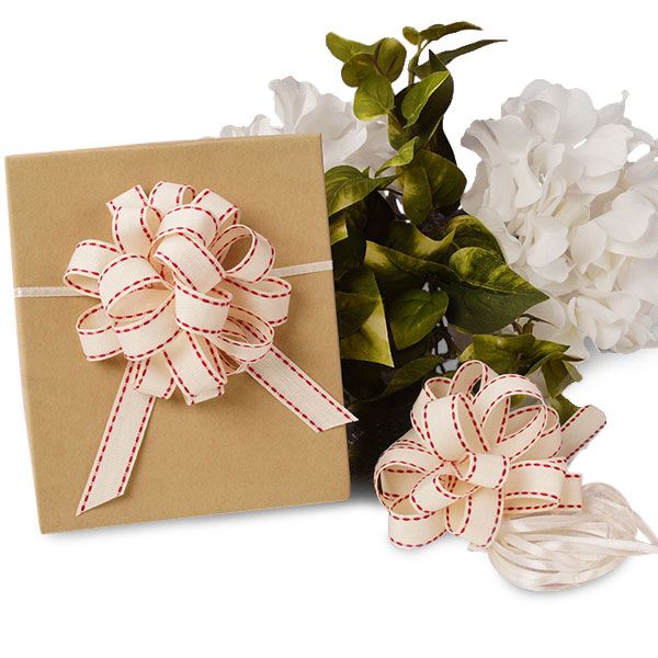 Natural Pull Bow with Red Stitching (12/Pack)