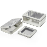 Windowed Hinged Rectangular Tin Cans (192/Pack)