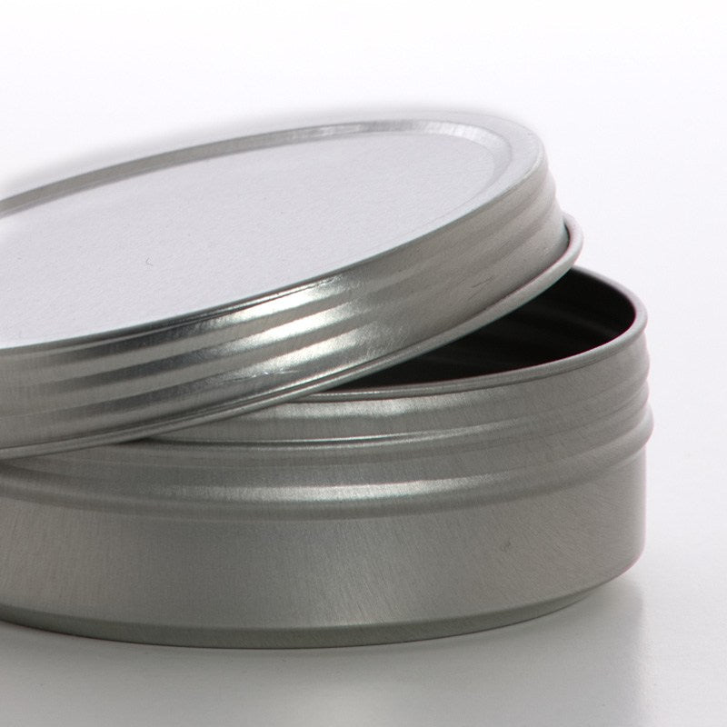 4oz Screw Top Shallow Round Steel Tin Can, Stackable (432/Pack)