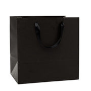 Black Kraft Euro Totes with Satin Ribbon Handles (100/Pack)