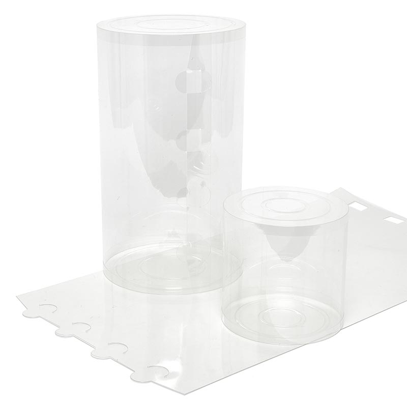 Large Clear Plastic Cylinder Containers 2 Ends + Flat Side (24/Pack)