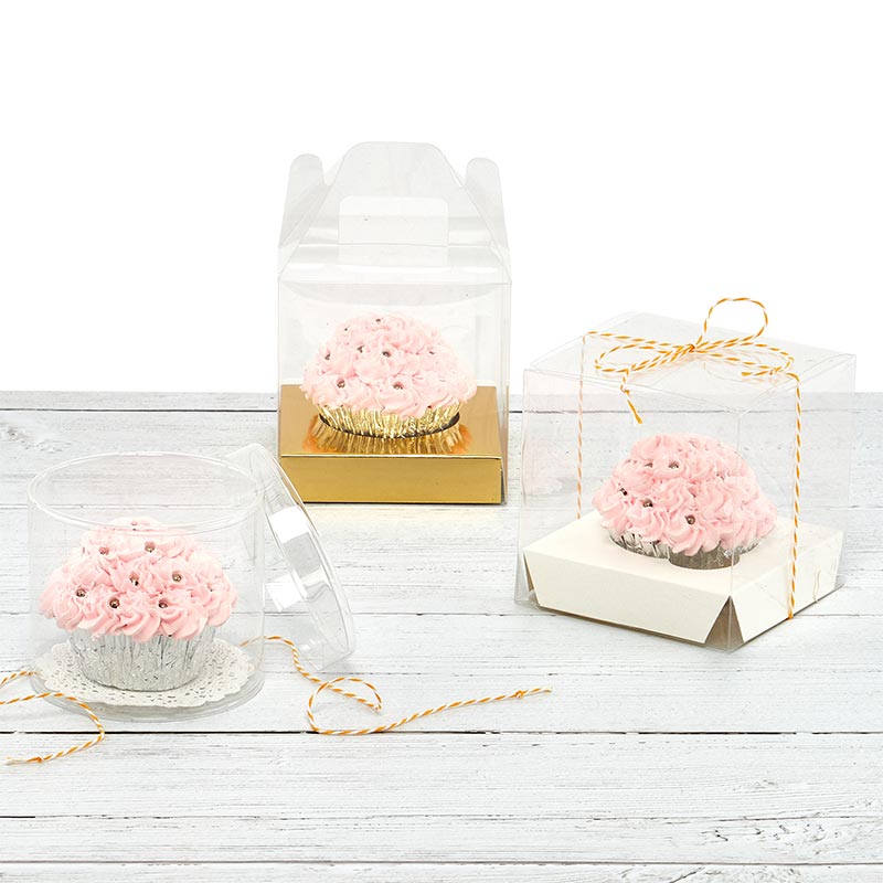 Clear PVC Plastic Boxes - Lock Tab Bottom (50/Pack)
