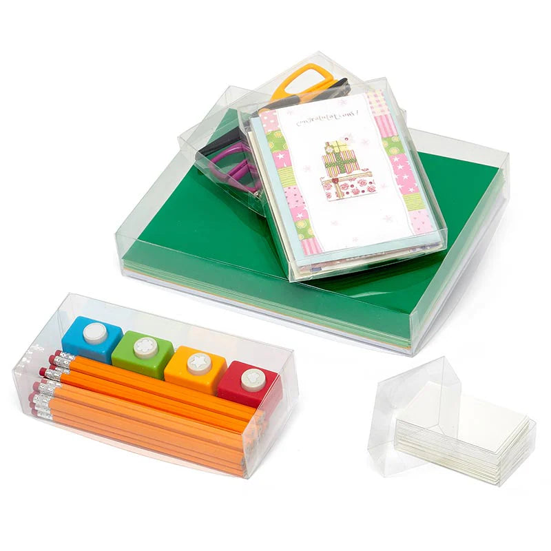 Two Piece Full Lid Plastic Stationery Boxes (48/Pack)