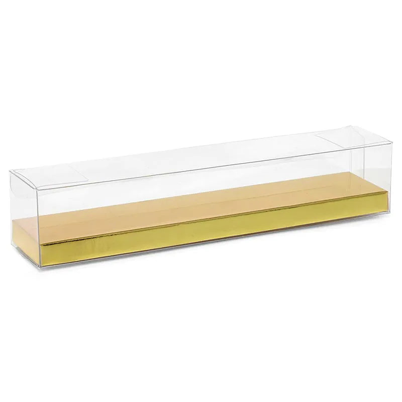 Clear PET Candy Boxes with Gold Bottom (50/Pack)