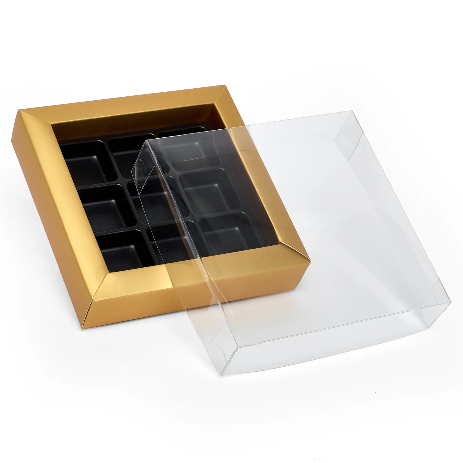 Set Up View Top Gold Candy PET Boxes with Inserts (48/Pack)