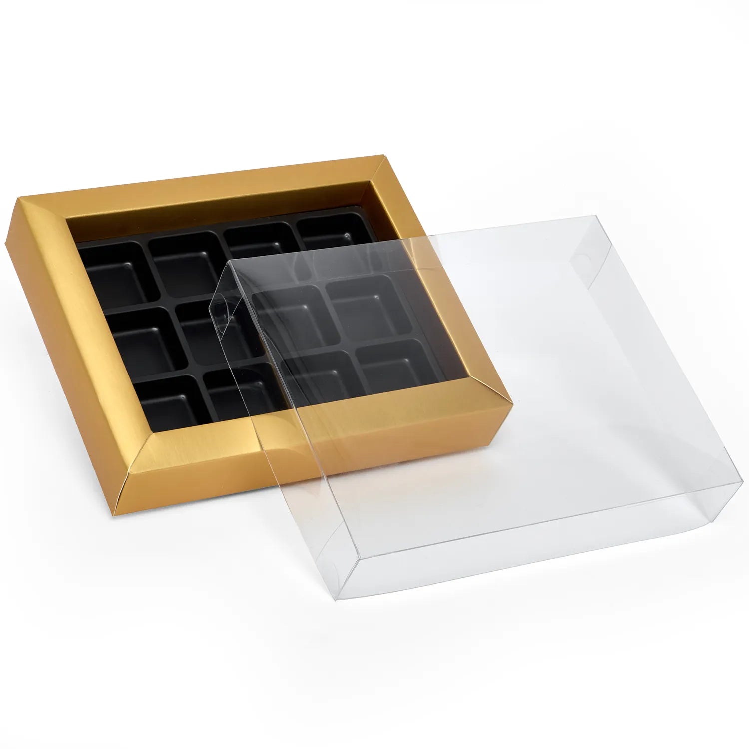 Set Up View Top Gold Candy PET Boxes with Inserts (48/Pack)