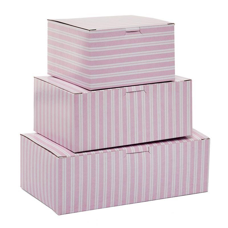 Pink & White Stripe Easy Set-Up Pastry Boxes