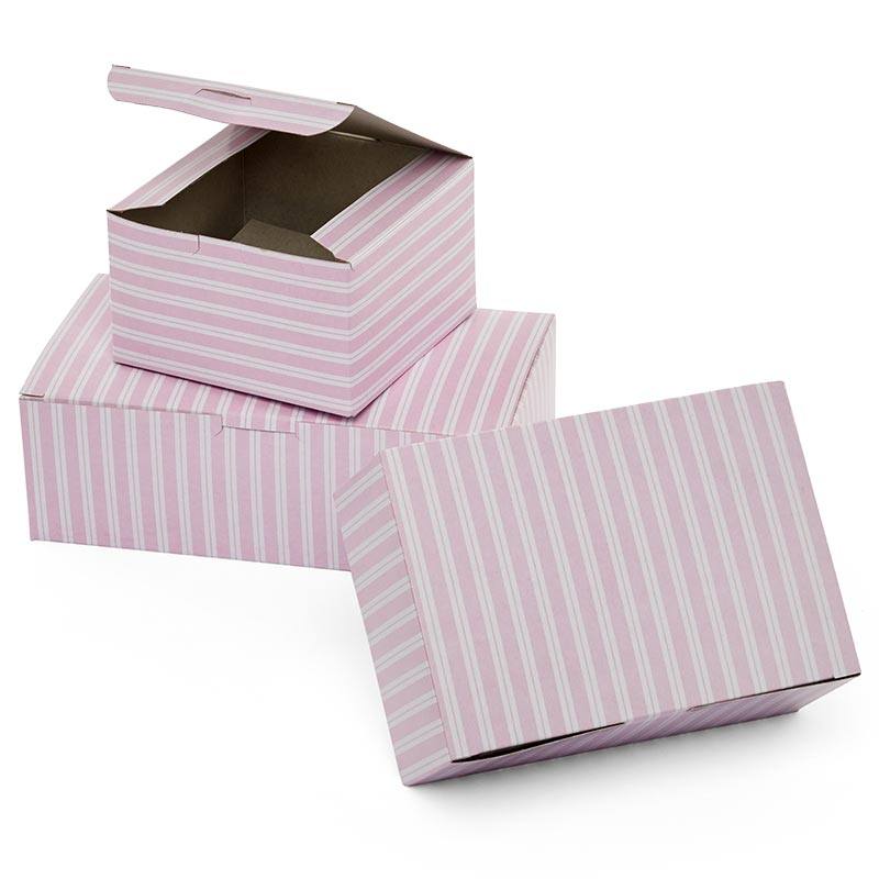 Pink & White Stripe Easy Set-Up Pastry Boxes