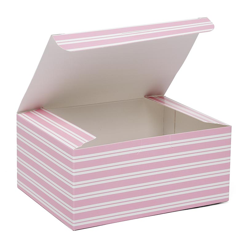 Pink & White Stripe Easy Set-Up Pastry Boxes