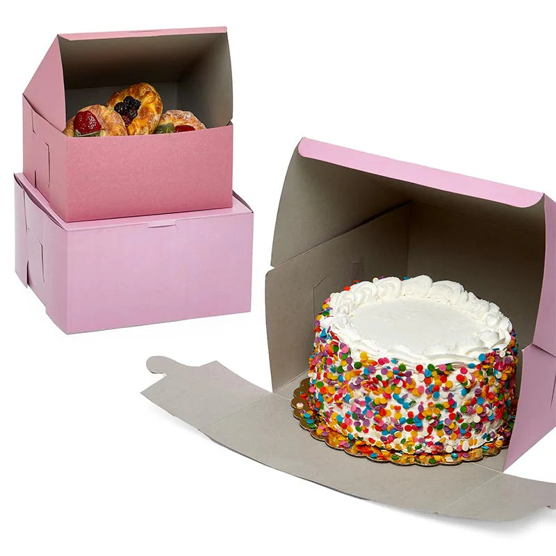 Standard Pink Cake & Pastry Boxes (100/Pack)