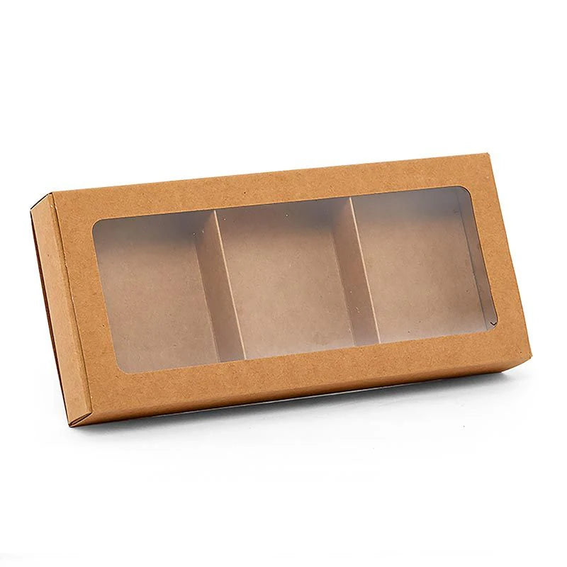 Slide-Open Kraft Soap Boxes with Window (100/Pack)
