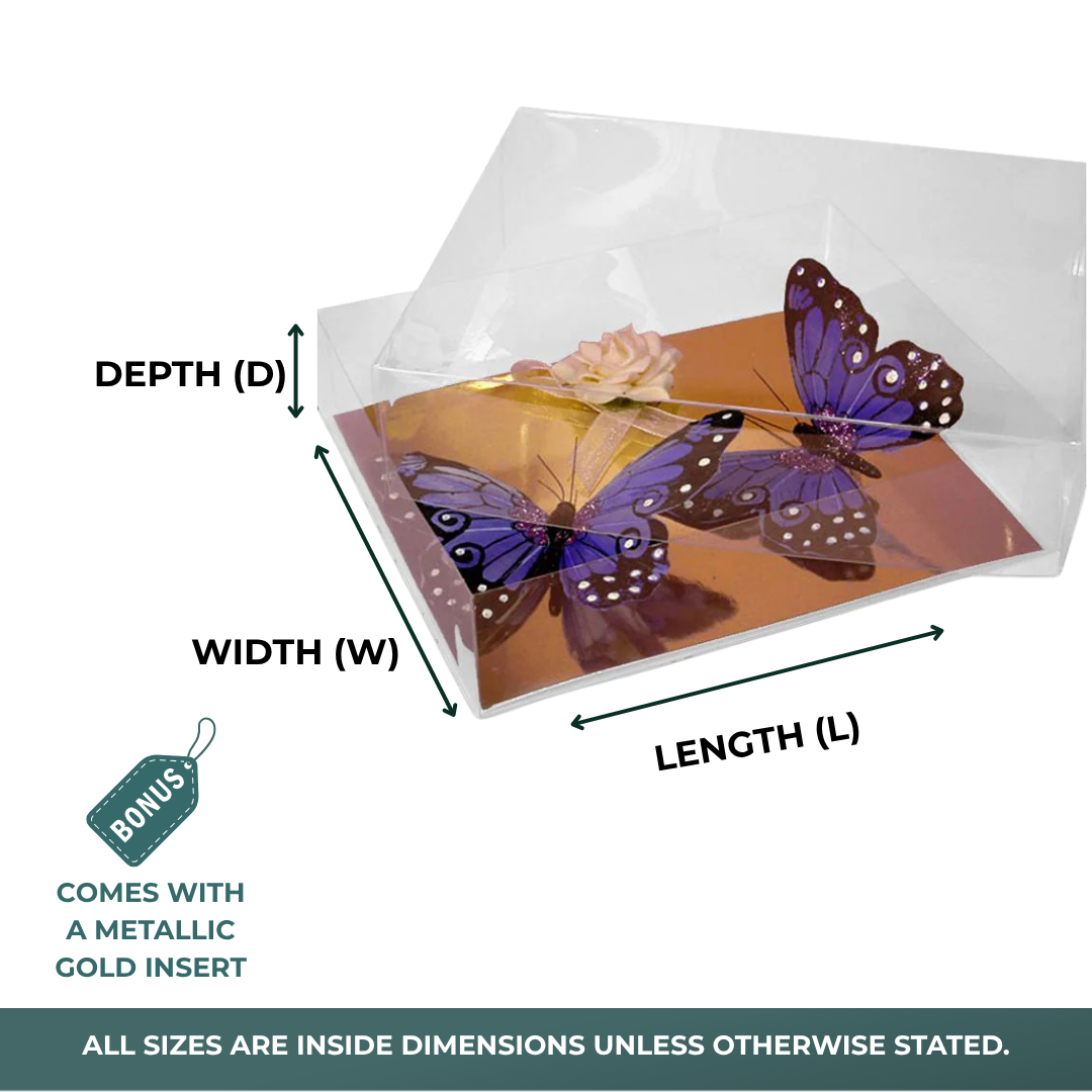 Clear PVC Boxes with Flat Gold Bottom (50/Pack)