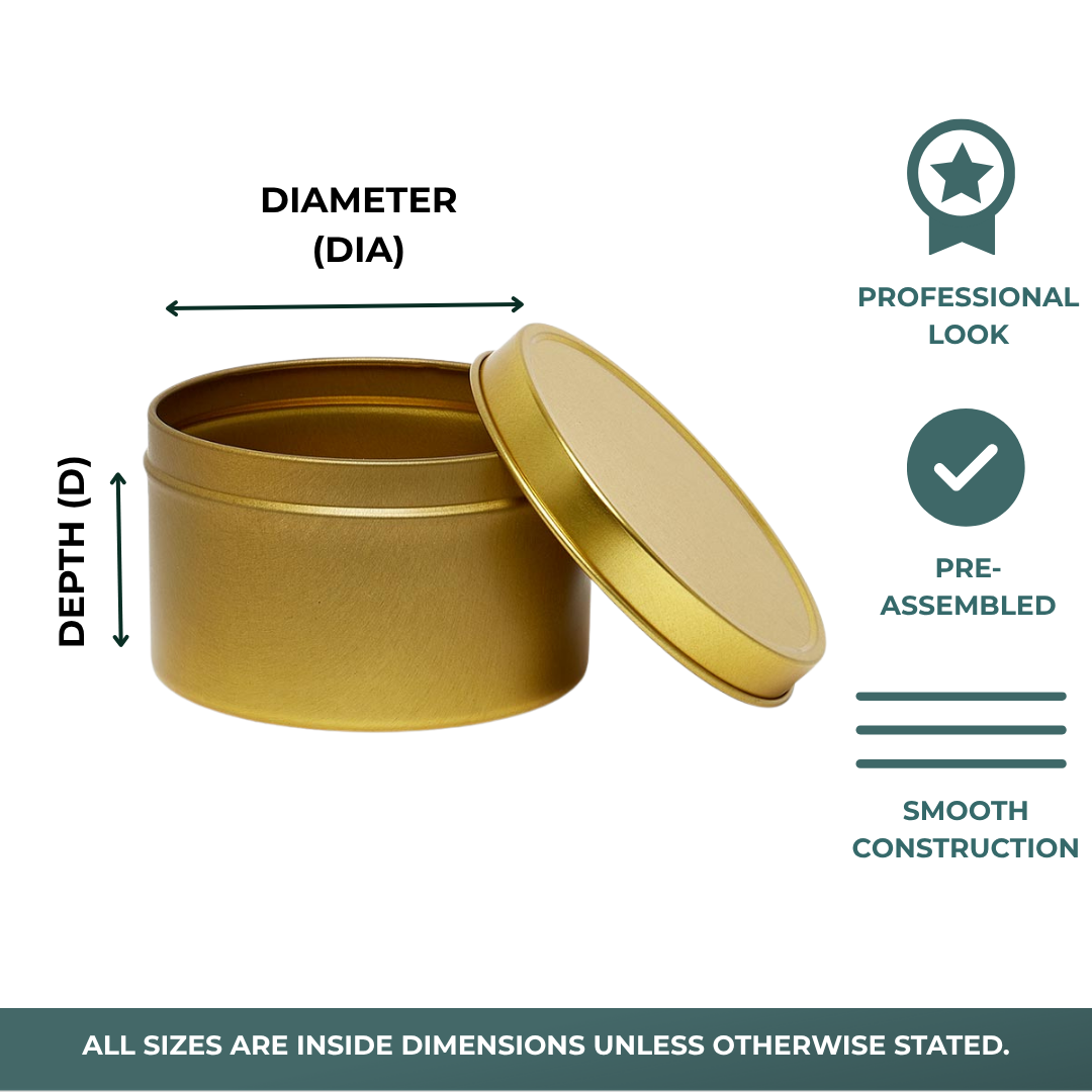 Gold Deep Round Tin Cans (288/Pack)