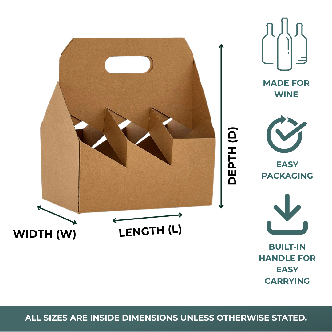 6-Bottle Corrugated Wine Carrier (25/Pack)