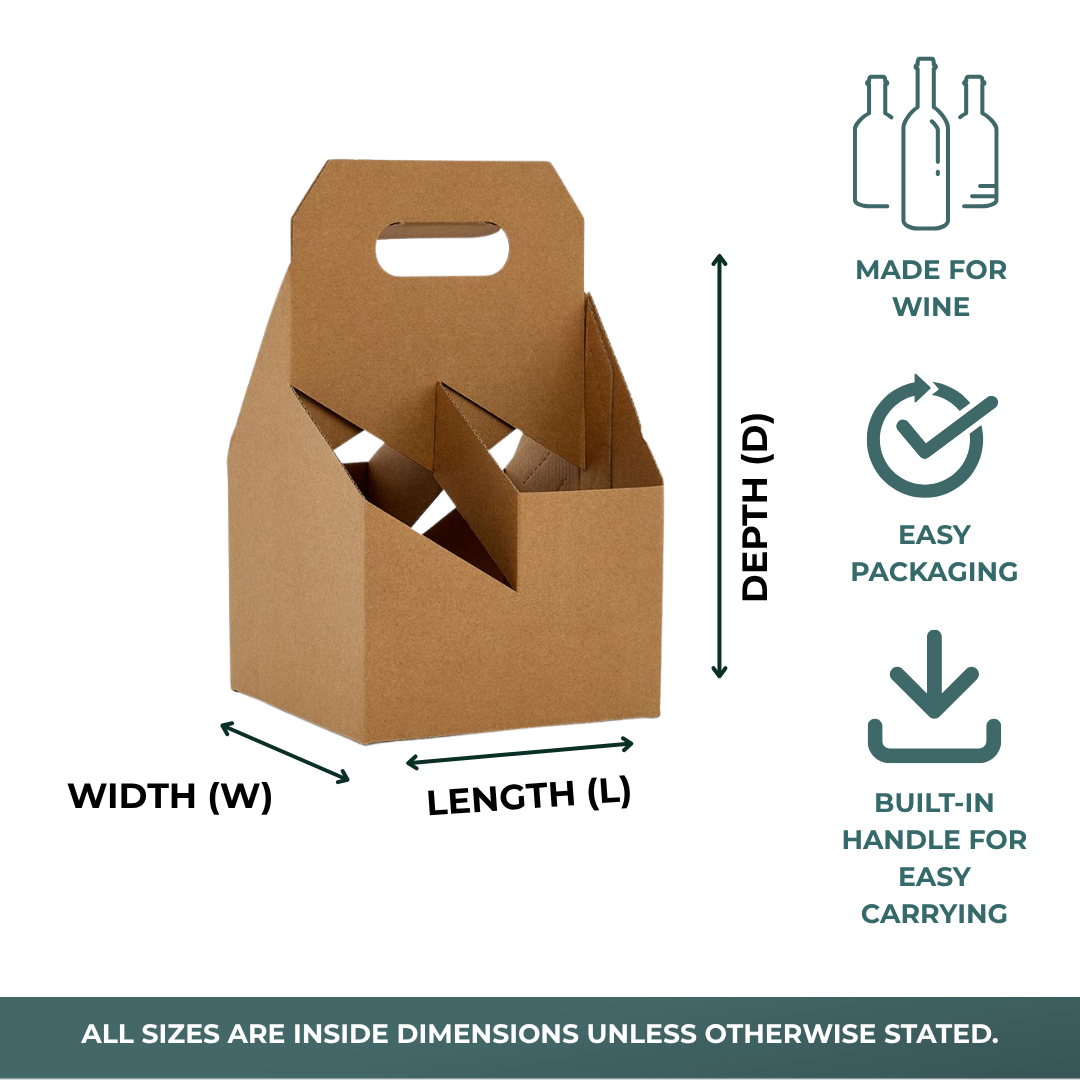 4-Bottle Corrugated Wine Carrier (25/Pack)