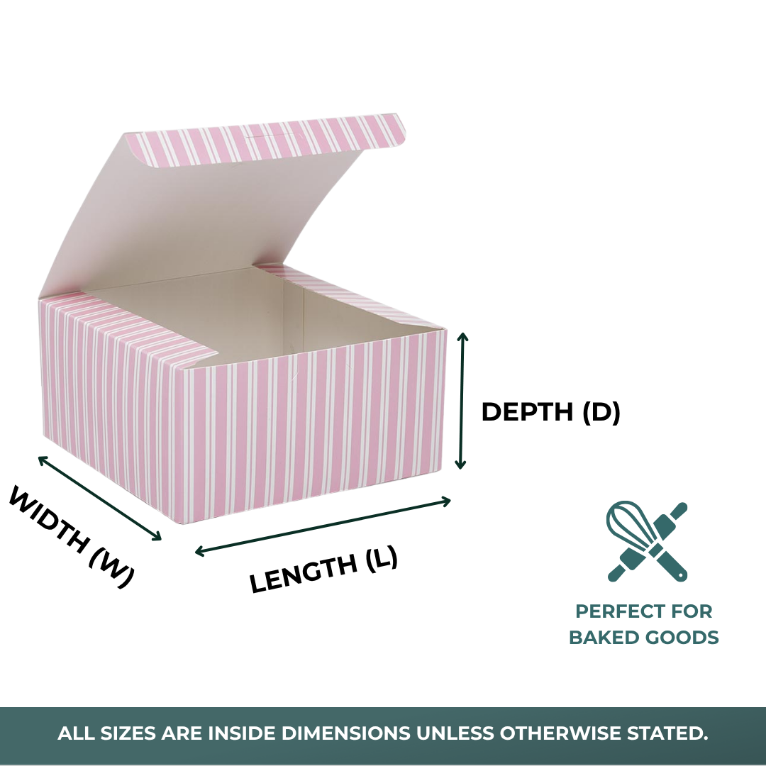 Pink & White Stripe Easy Set-Up Pastry Boxes