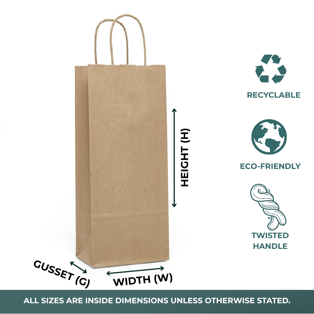 Eco-Friendly Kraft Wine Shopping Bags (250/Pack)