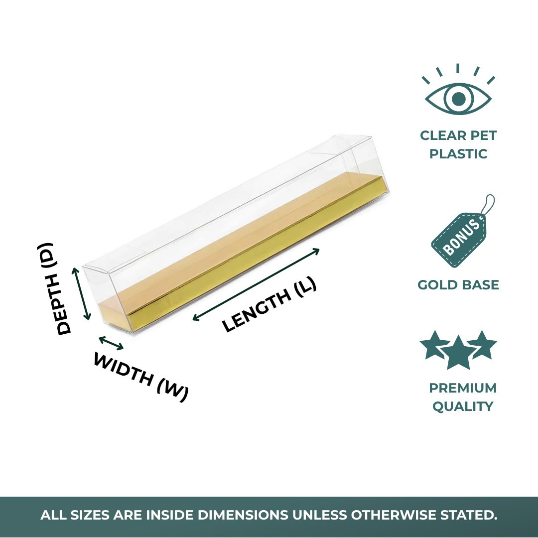 Clear PET Candy Boxes with Gold Bottom (50/Pack)