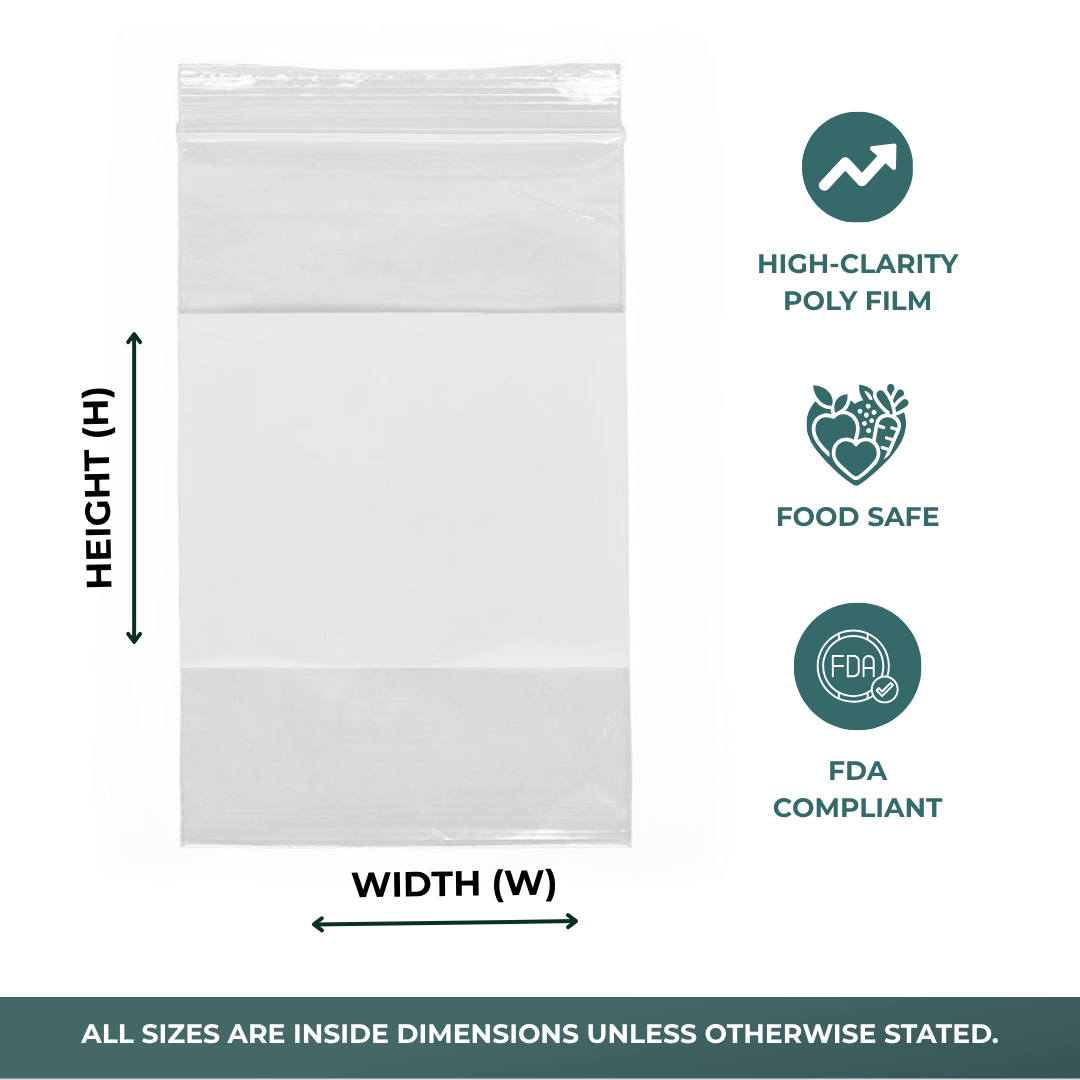 Writing Block Zipper Reclosable Bags (1000/Pack)