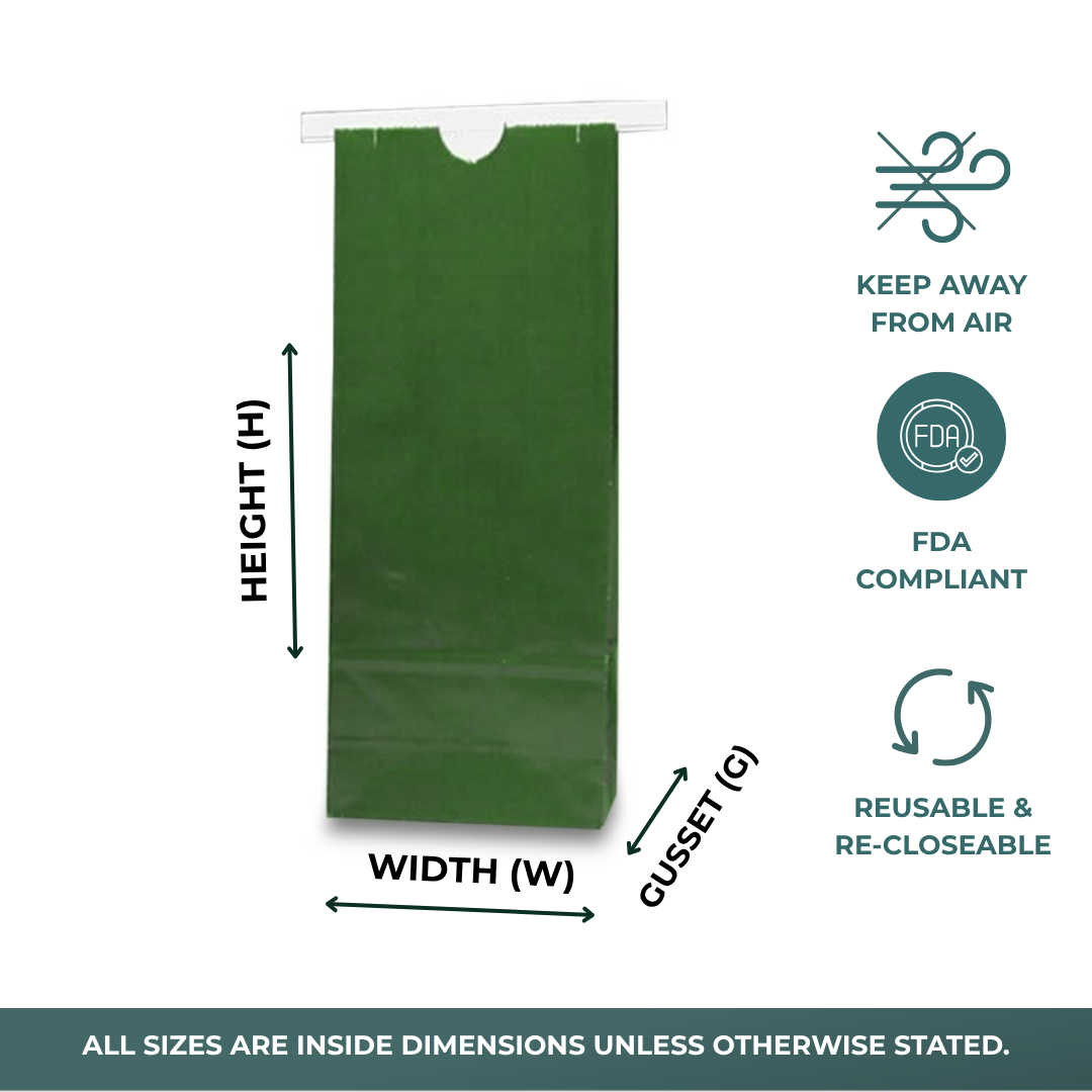 Colored Tin Tie Green Coffee Bags (500/Pack)