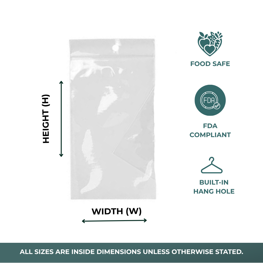 Zip Lock Bags with Hang Hole (1000/Pack)