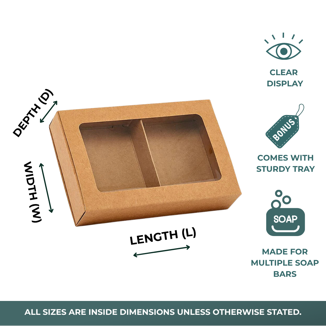 Slide-Open Kraft Soap Boxes with Window (100/Pack)