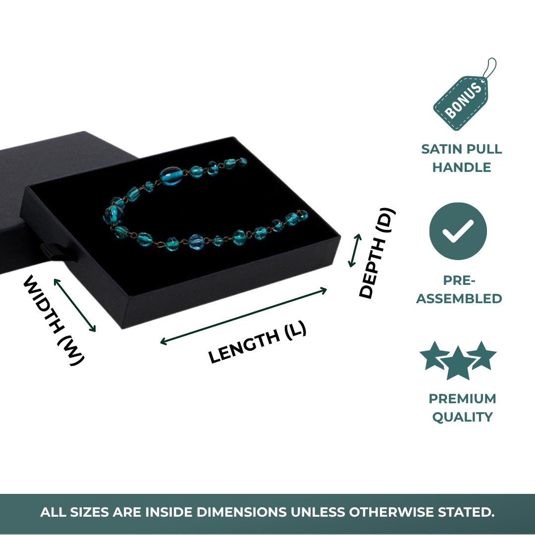 Black Slide Open Jewelry Boxes with Satin Pull (100/Pack)