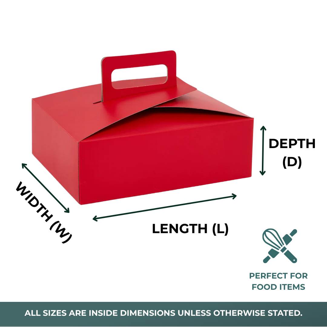 Flat Take-Out Boxes with Handle (100/Pack)