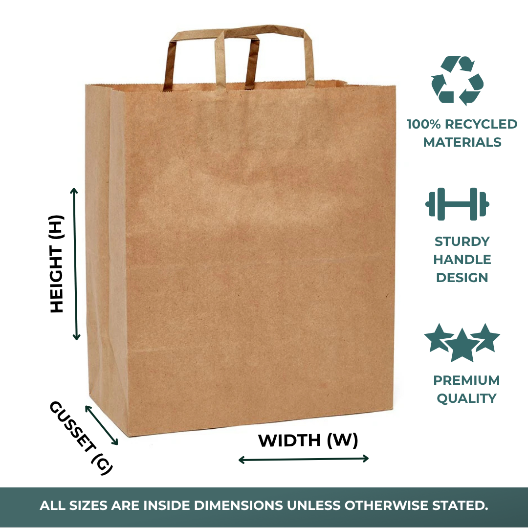 Kraft Flat Handle Grocery Bags (250/Pack)