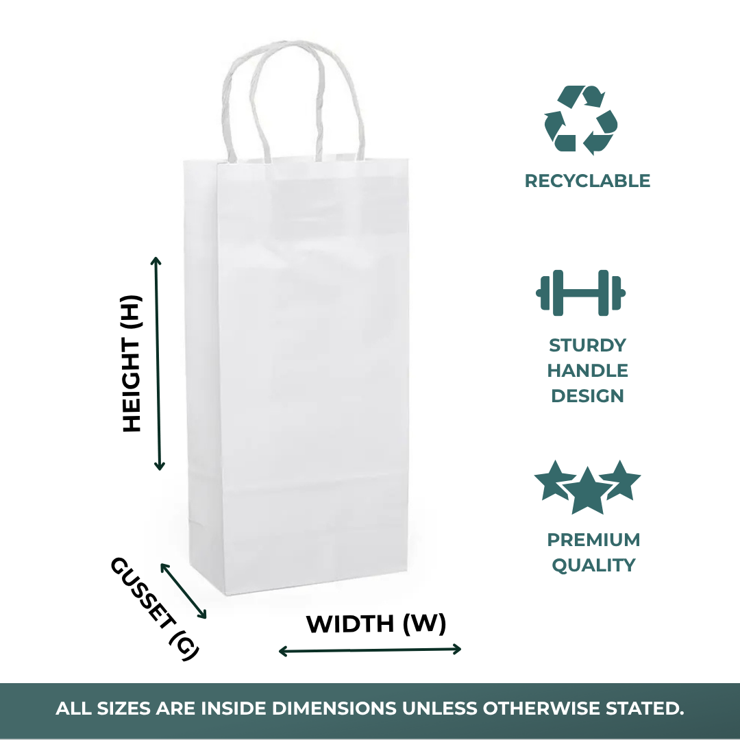 White Twisted Handle Paper Wine Bags (250/Pack)